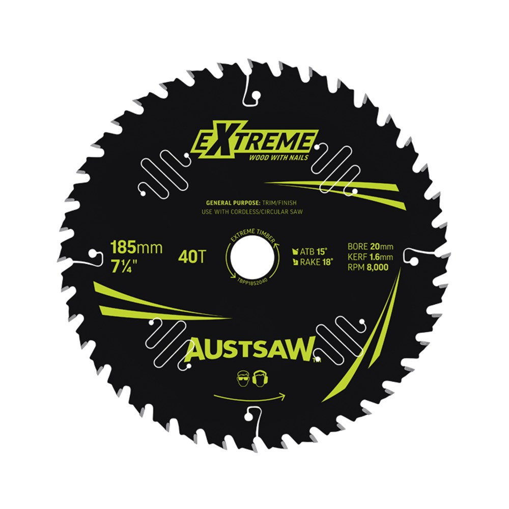 AUSTSAW 185MM TIMBER CUTTING BLADE 40 TEETH